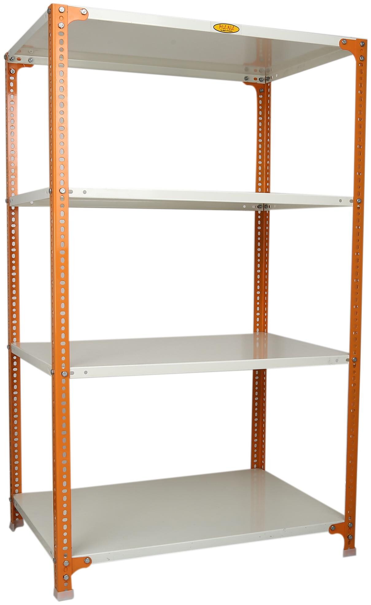 Mil-Nil Prime CRC Sheet 4 Shelf Multipurpose Slotted Angle Rack 60 x 36 x 24 Inch 18 Gauge (Orange-Ivory) Powder Coating
Mil-Nil Prime CRC Sheet 4 Shelf Multipurpose Slotted Angle Rack 60 x 36 x 24 Inch 18 Gauge (Orange-Ivory) Powder Coating