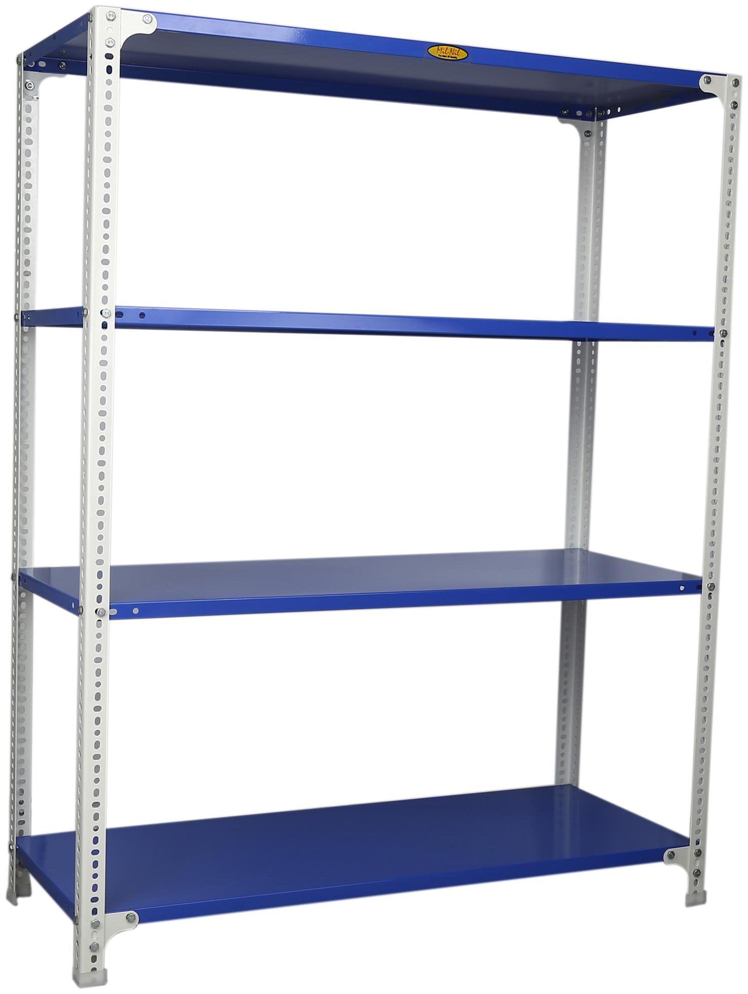 Mil-Nil Prime CRC Sheet 4 Shelf Multipurpose Slotted Angle Rack 60 x 47 x 18 Inch 18 Gauge (Blue-White) Powder Coating
Mil-Nil Prime CRC Sheet 4 Shelf Multipurpose Slotted Angle Rack 60 x 47 x 18 Inch 18 Gauge (Blue-White) Powder Coating
