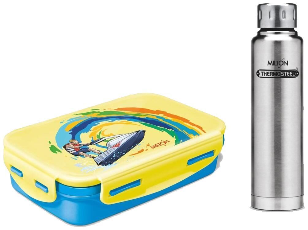 Milton Steelplain Insulated Tiffin with Blue Hot Cold Elfin Water Bottle 500 ml Combo
Milton Steelplain Insulated Tiffin with Blue Hot Cold Elfin Water Bottle 500 ml Combo