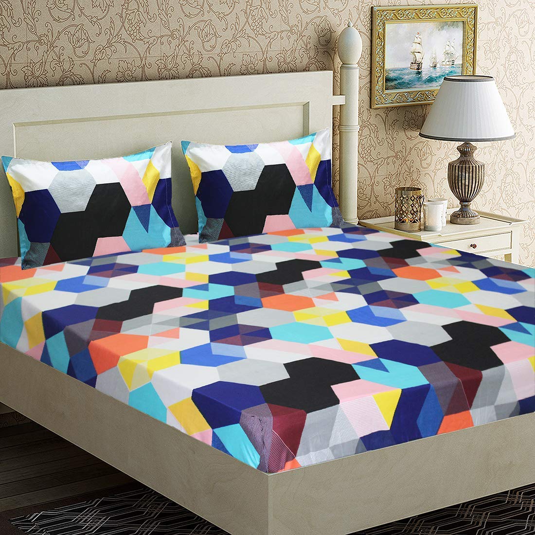 Morado Cotton 3D Printed Double Size Bedsheet 180 TC ( 1 Bedsheet With 2 Pillow Covers Multi )
Morado Cotton 3D Printed Double Size Bedsheet 180 TC ( 1 Bedsheet With 2 Pillow Covers Multi )