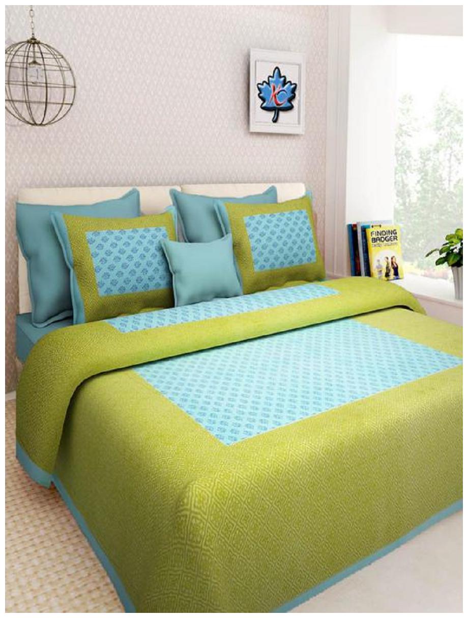 NIKHILAM Cotton Rajasthani Jaipuri Print King Size Bedsheet 240 TC ( 1 Bedsheet With 2 Pillow Covers Green Blue )
NIKHILAM Cotton Rajasthani Jaipuri Print King Size Bedsheet 240 TC ( 1 Bedsheet With 2 Pillow Covers Green Blue )