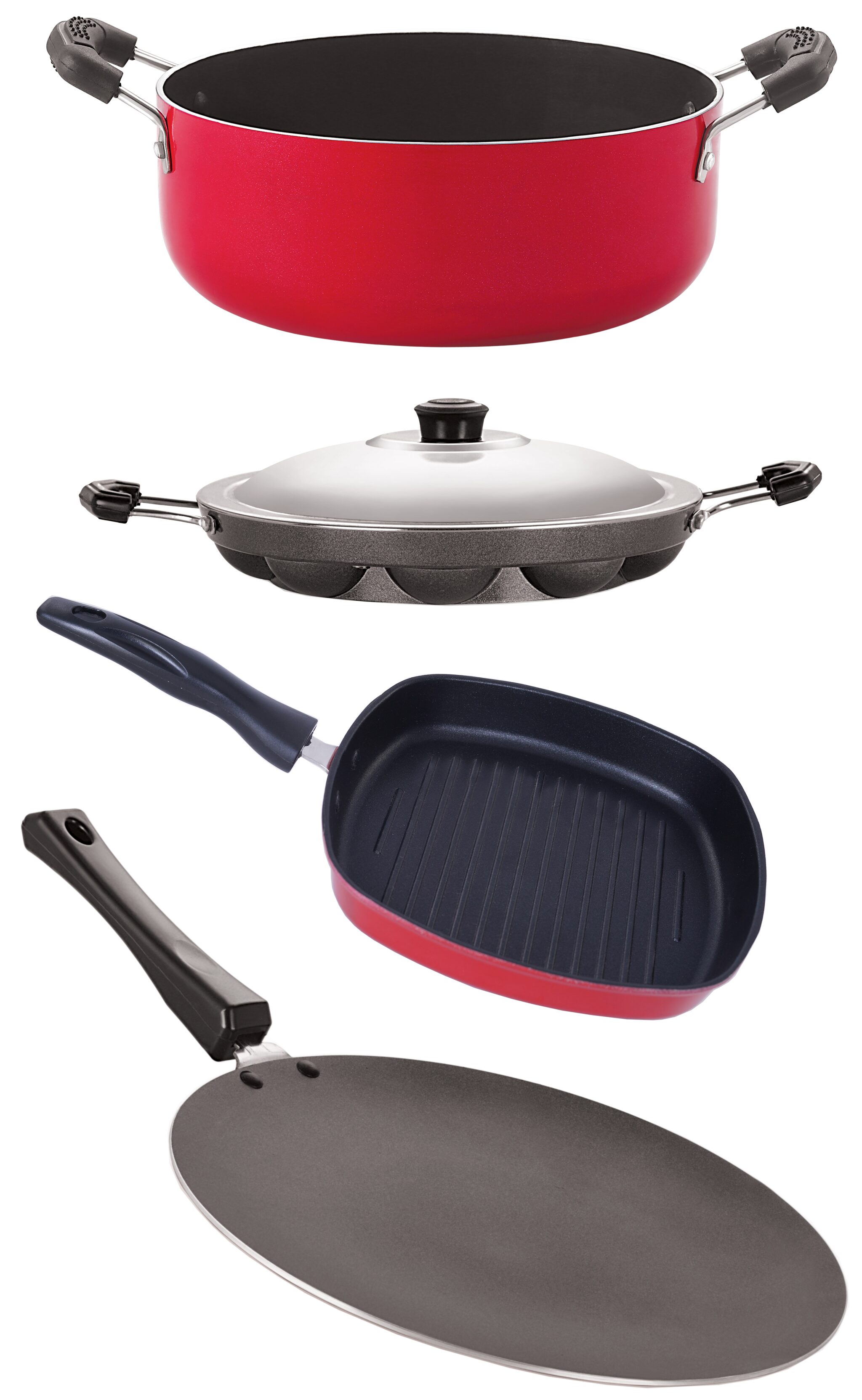 Nirlon 3 Layer Coated Non-Stick Aluminium Pots and Pans Cooking Combo 4 pcs Set fer
Nirlon 3 Layer Coated Non-Stick Aluminium Pots and Pans Cooking Combo 4 pcs Set fer