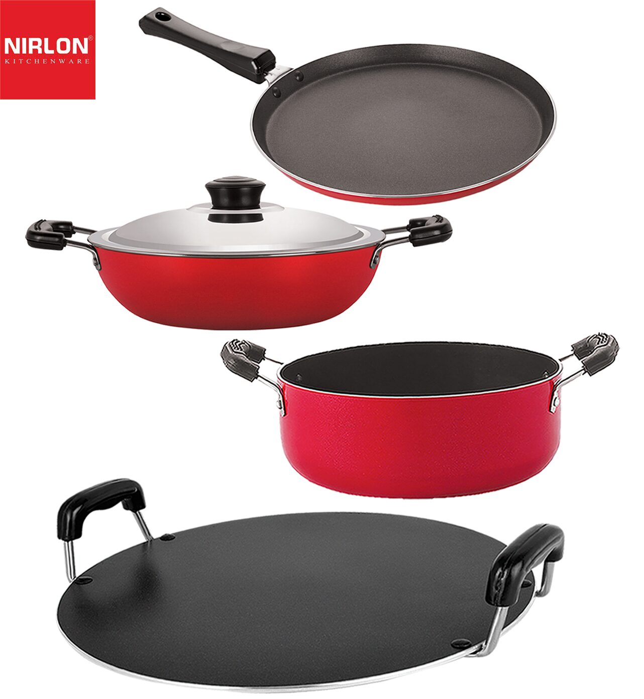 Nirlon 3 Layer Aluminium Non-Stick Coated Chemical Free Healthy Kitchenware Utensil Gift Item Set of 4 pcs
Nirlon 3 Layer Aluminium Non-Stick Coated Chemical Free Healthy Kitchenware Utensil Gift Item Set of 4 pcs