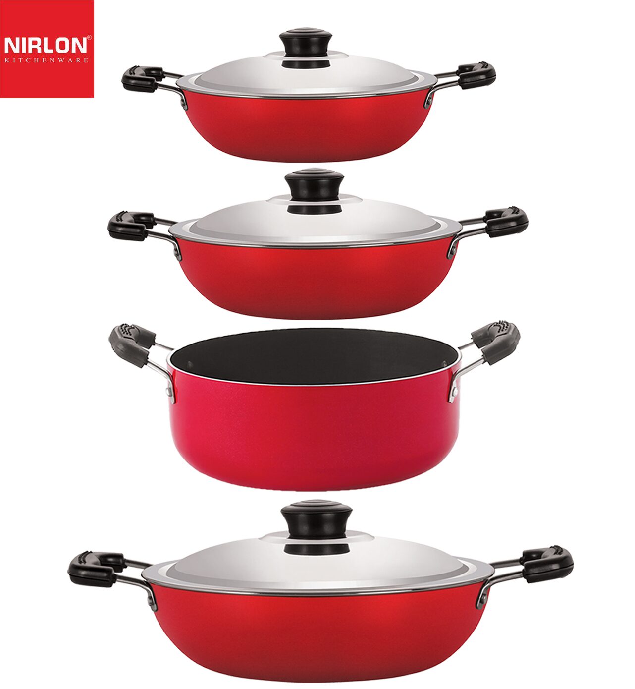 Nirlon Non-Stick Aluminium Cookware Essential Combo Gift Set of 4 pcs with Bakelite Handle
Nirlon Non-Stick Aluminium Cookware Essential Combo Gift Set of 4 pcs with Bakelite Handle