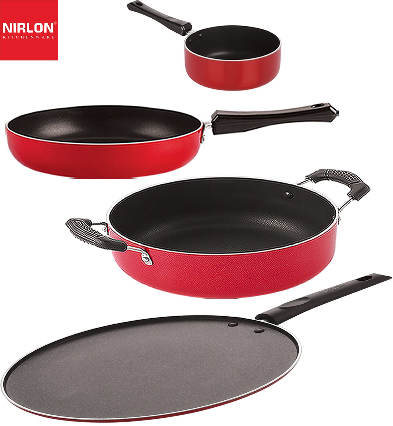 Nirlon Non stick Coated Heat Resistance Pfoa Free Aluminium Kitchenware Gift Set of 4 pcs
Nirlon Non stick Coated Heat Resistance Pfoa Free Aluminium Kitchenware Gift Set of 4 pcs