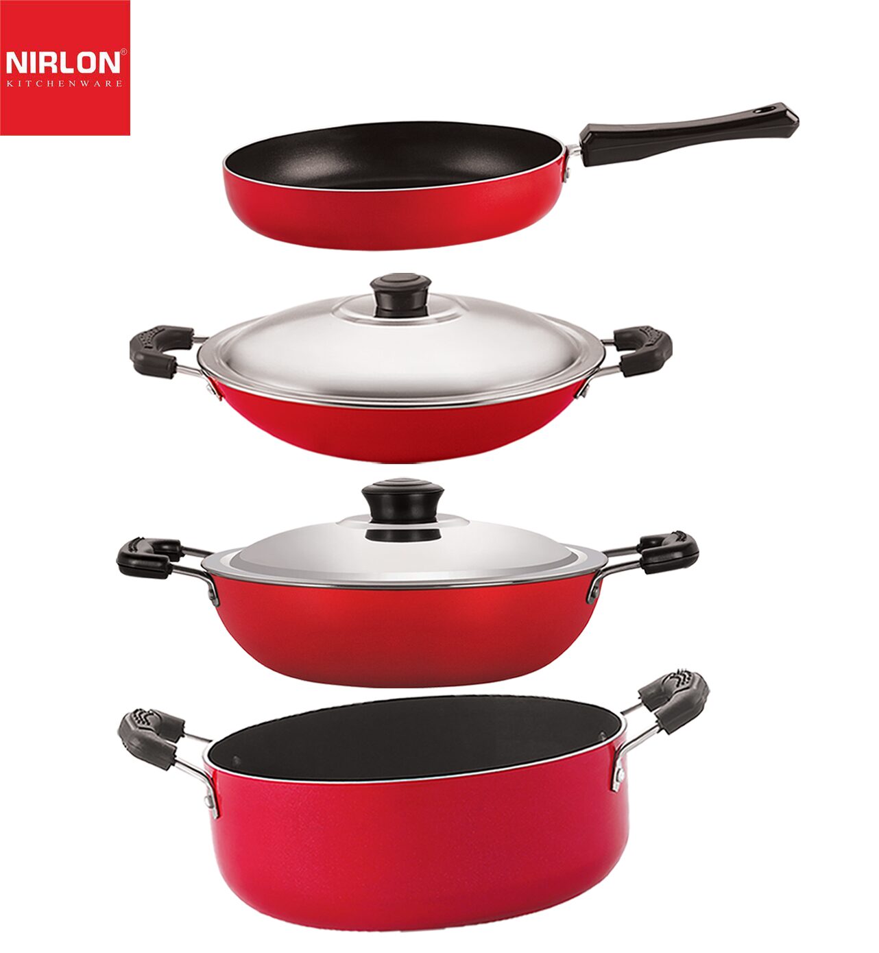 Nirlon Non-Stick Aluminium Heat Resistance Cookware Set of 4 pcs with Bakelite Handle
Nirlon Non-Stick Aluminium Heat Resistance Cookware Set of 4 pcs with Bakelite Handle