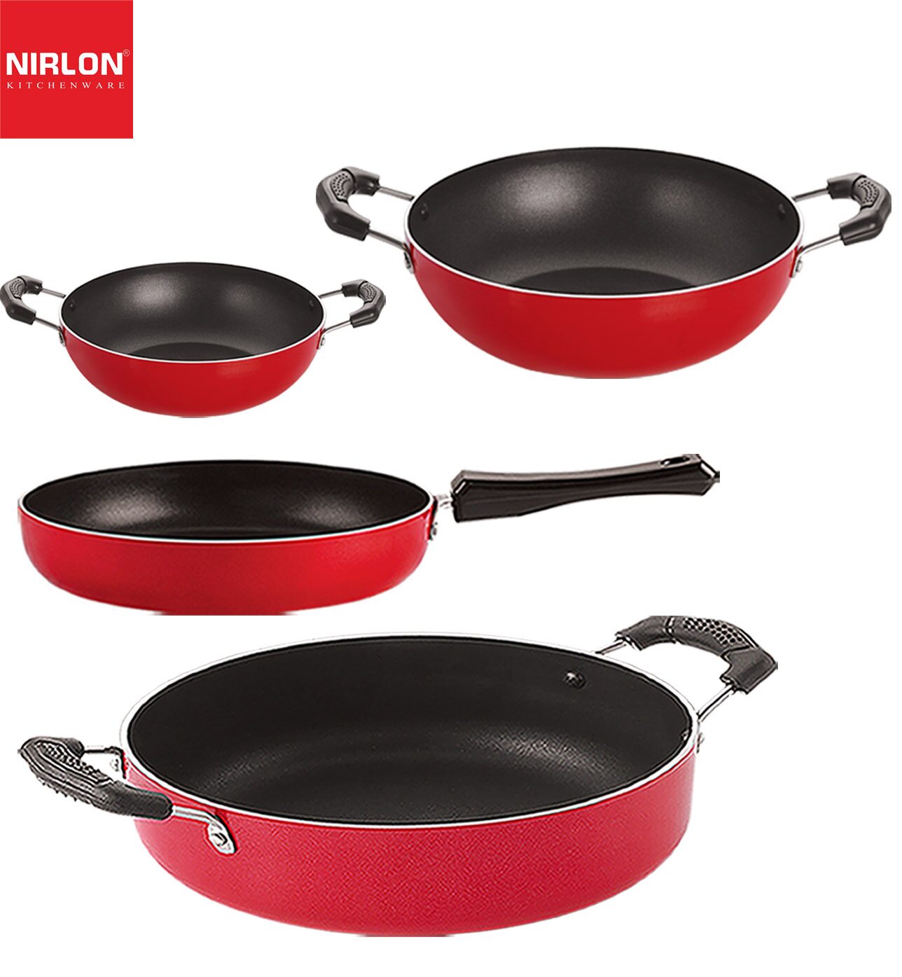 Nirlon Non stick Aluminium Heat Resistance Cookware Set of 4 pcs with Bakelite Handle
Nirlon Non stick Aluminium Heat Resistance Cookware Set of 4 pcs with Bakelite Handle