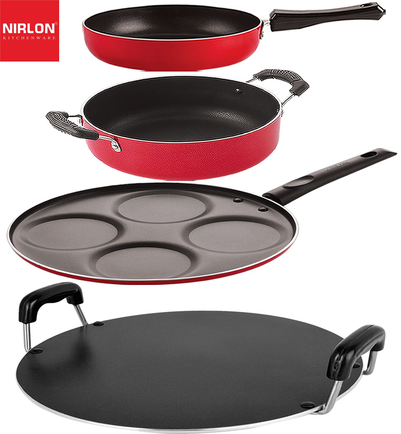 Nirlon Non stick Aluminium Cookware Essential Gift Set of 4 pcs with Bakelite Handle
Nirlon Non stick Aluminium Cookware Essential Gift Set of 4 pcs with Bakelite Handle