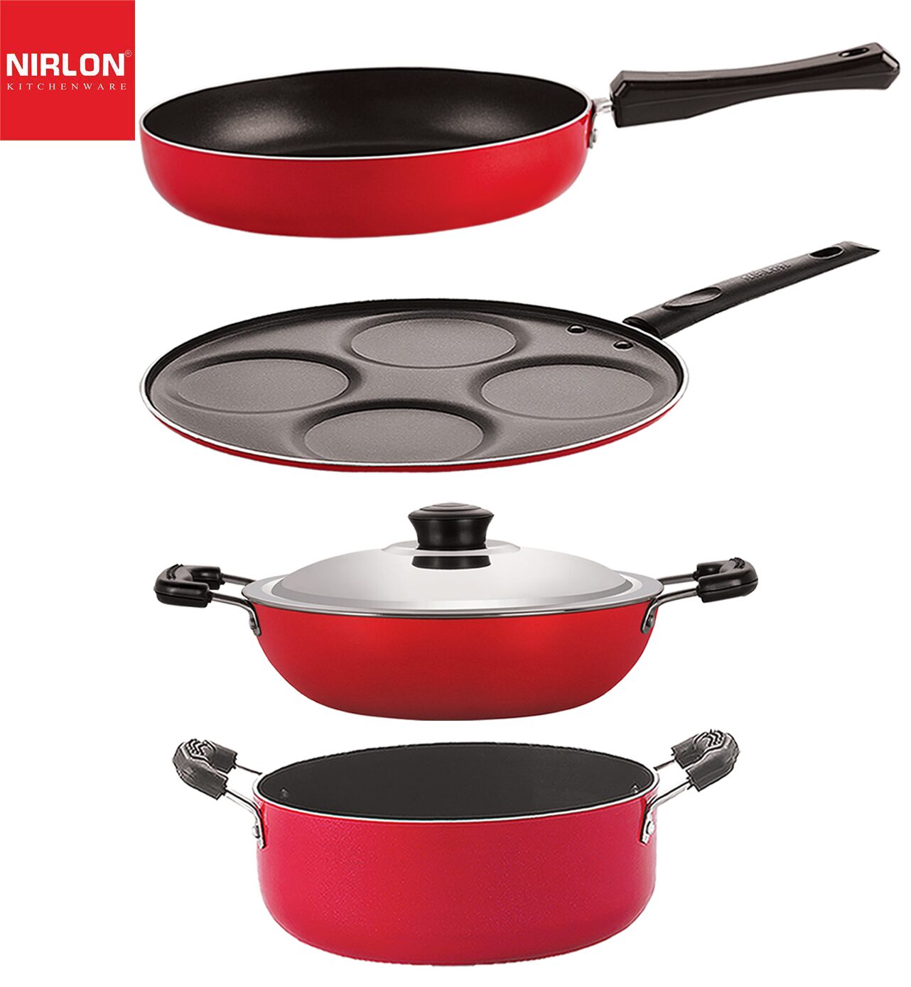 Nirlon Non stick Premium Quality Aluminium Kitchenware Set of 4 pcs with Extreme Durability
Nirlon Non stick Premium Quality Aluminium Kitchenware Set of 4 pcs with Extreme Durability