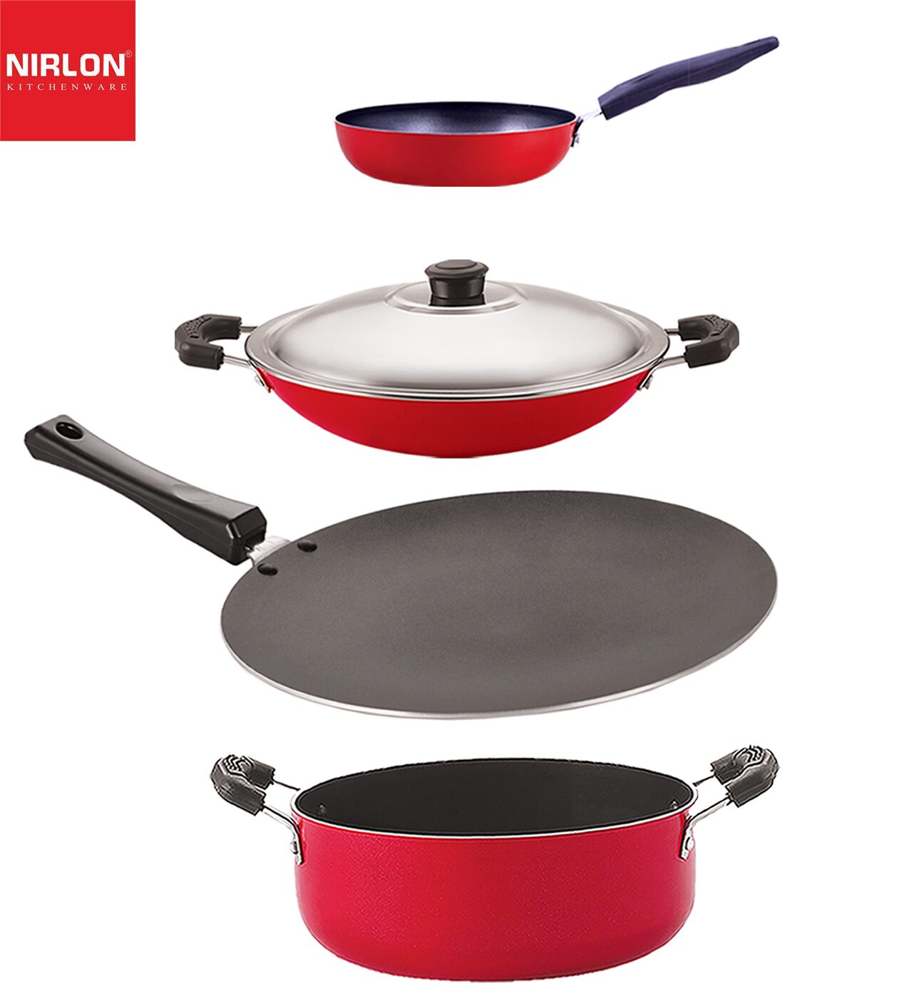 Nirlon Non stick Coated Heat Resistance Pfoa Free Aluminium Cookware Gift Set of 4-pcs
Nirlon Non stick Coated Heat Resistance Pfoa Free Aluminium Cookware Gift Set of 4-pcs