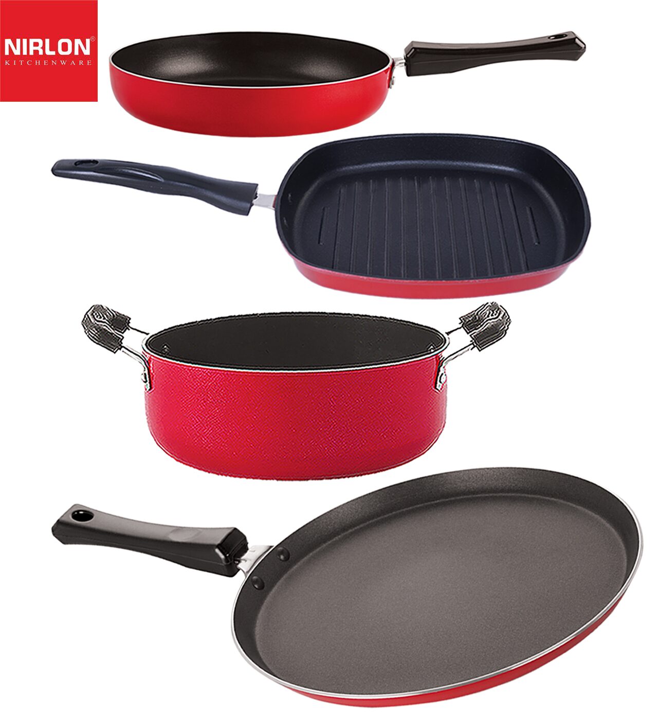 Nirlon Non stick Coated Heat Resistance Pfoa Free Aluminium Kitchenware Gift Set of 4 pcs
Nirlon Non stick Coated Heat Resistance Pfoa Free Aluminium Kitchenware Gift Set of 4 pcs