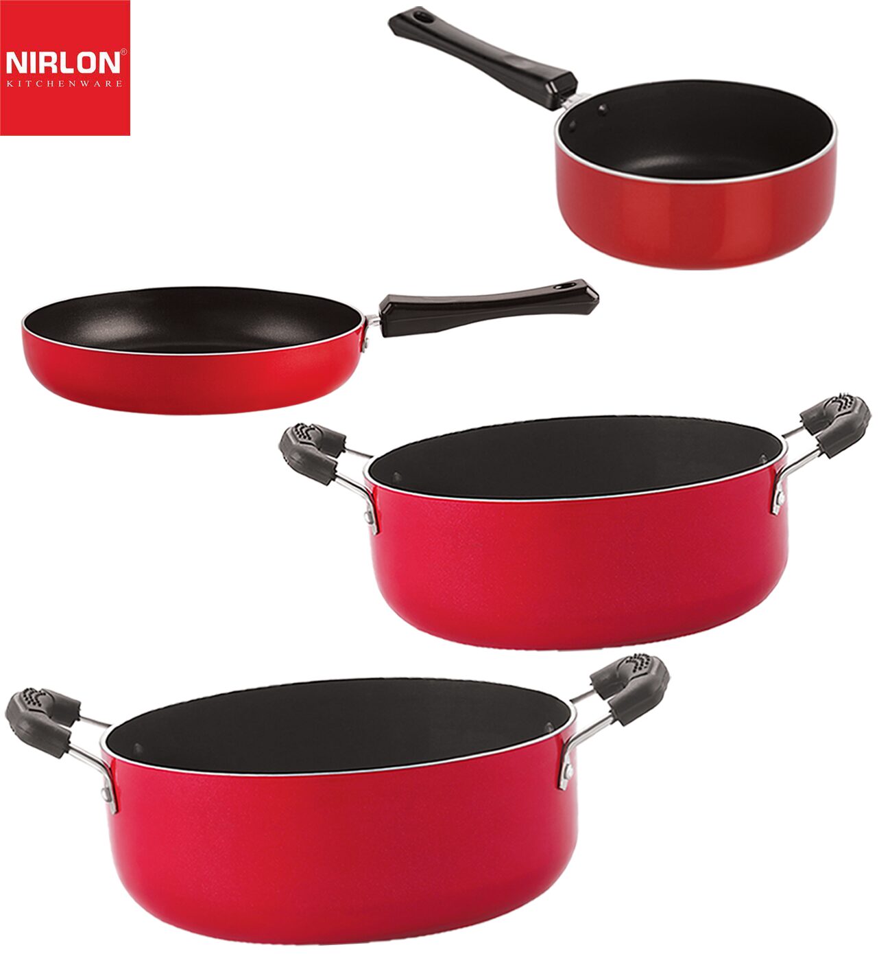Nirlon Non-Stick Aluminium Cookware Essential Combo Gift Set of 4 pcs with Bakelite Handle
Nirlon Non-Stick Aluminium Cookware Essential Combo Gift Set of 4 pcs with Bakelite Handle