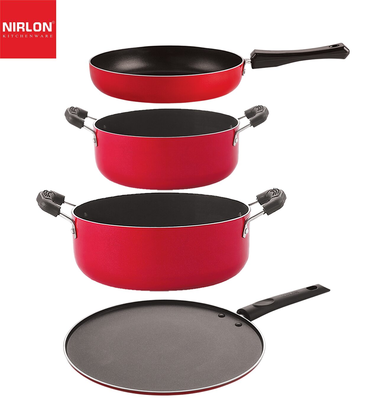 Nirlon Non stick Coated Heat Resistance Pfoa Free Aluminium Kitchenware Gift Set of 4 pcs
Nirlon Non stick Coated Heat Resistance Pfoa Free Aluminium Kitchenware Gift Set of 4 pcs