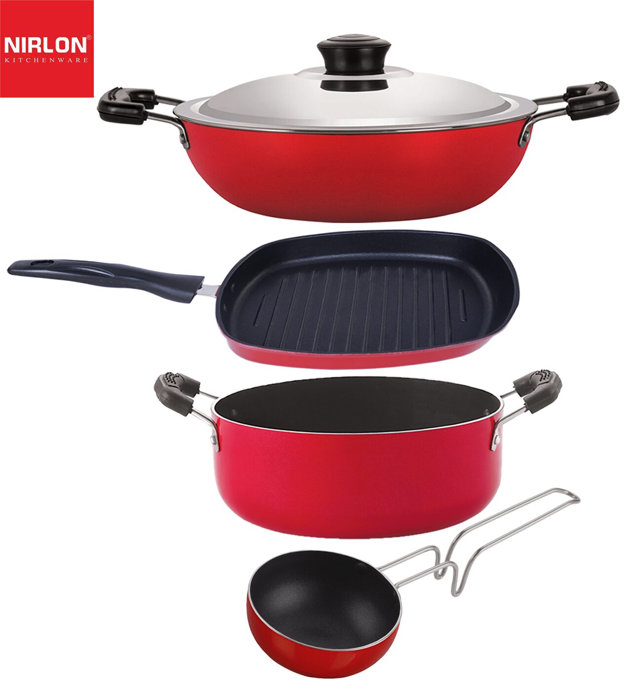 Nirlon Non stick Premium Quality Aluminium Kitchenware Set of 4-Piece with Extreme Durability
Nirlon Non stick Premium Quality Aluminium Kitchenware Set of 4-Piece with Extreme Durability