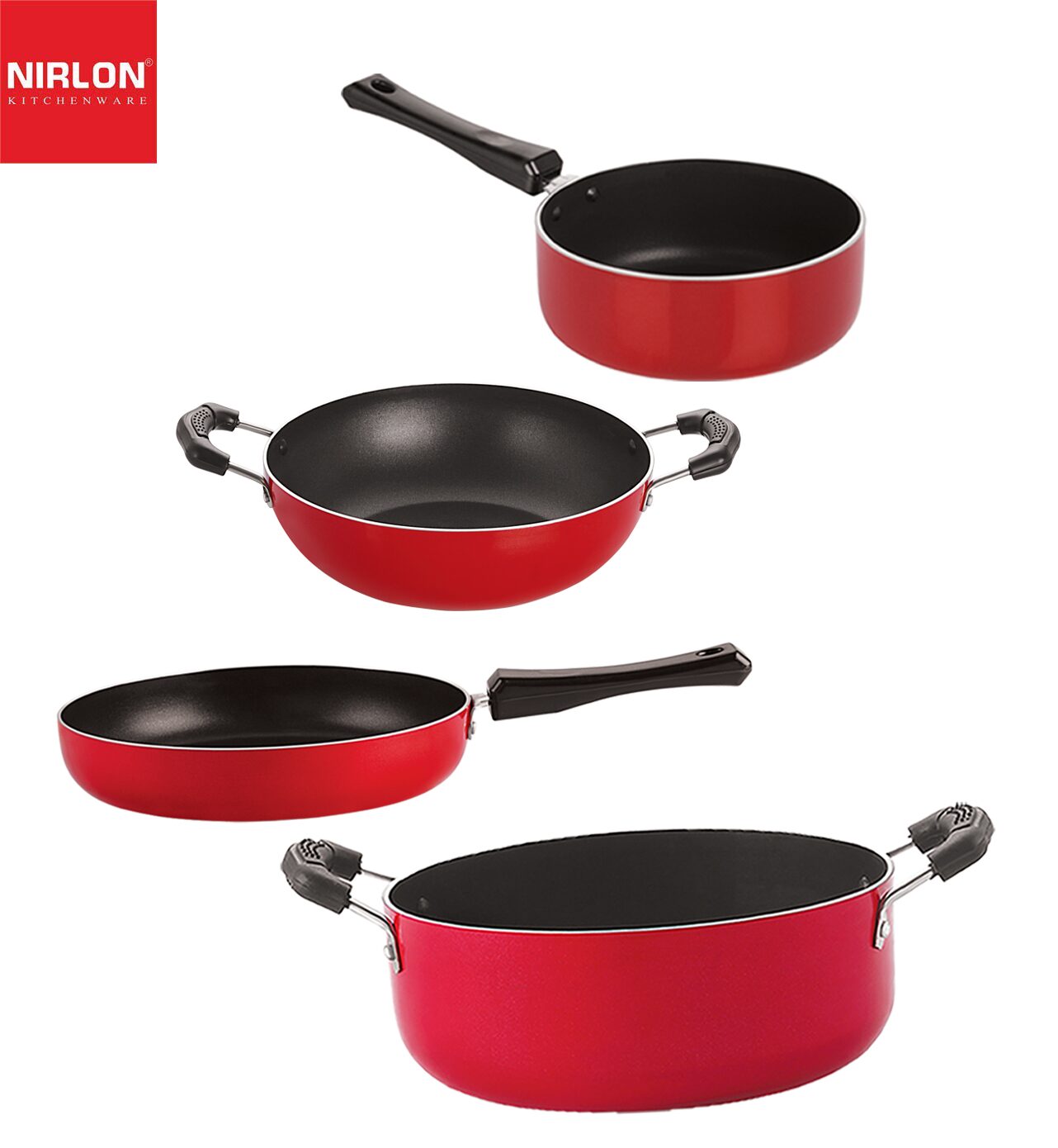 Nirlon Non-Toxic Oil Free Non stick Cookware Essential Gift Set of 4 pcs with Bakelite Handle
Nirlon Non-Toxic Oil Free Non stick Cookware Essential Gift Set of 4 pcs with Bakelite Handle