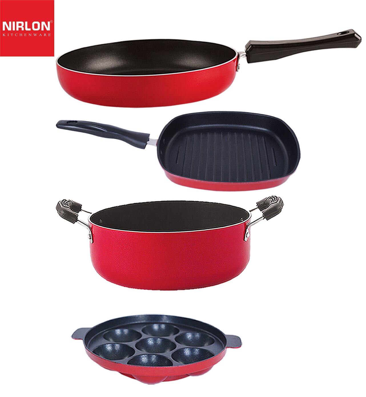 Nirlon Non-Toxic Oil Free Non stick Cookware Essential Gift Set of 4 pcs with Bakelite Handle
Nirlon Non-Toxic Oil Free Non stick Cookware Essential Gift Set of 4 pcs with Bakelite Handle