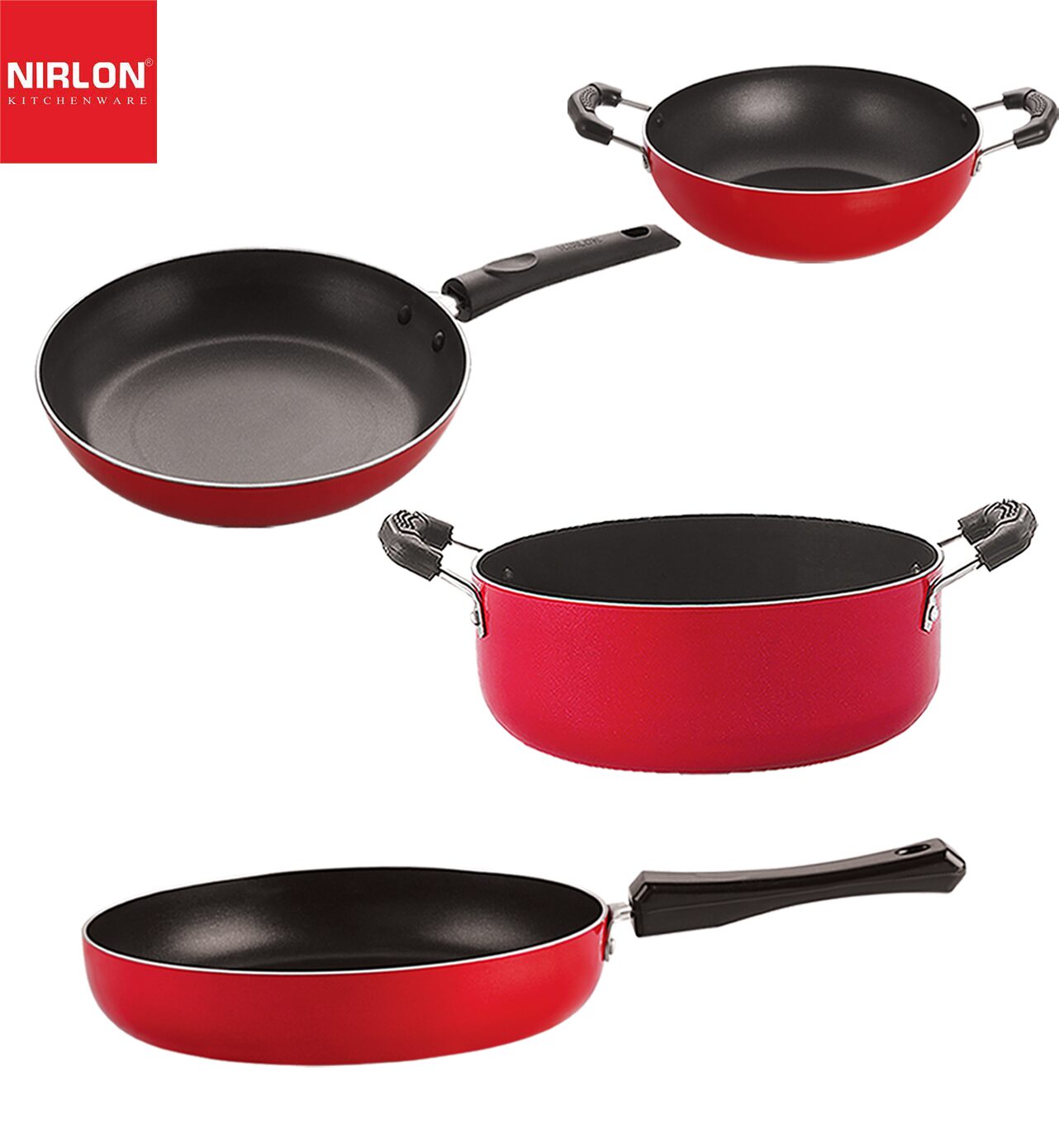 Nirlon Nonstick Aluminium Rust Free Non-Induction Cookware Essential Combo Set of 4 pcs
Nirlon Nonstick Aluminium Rust Free Non-Induction Cookware Essential Combo Set of 4 pcs
