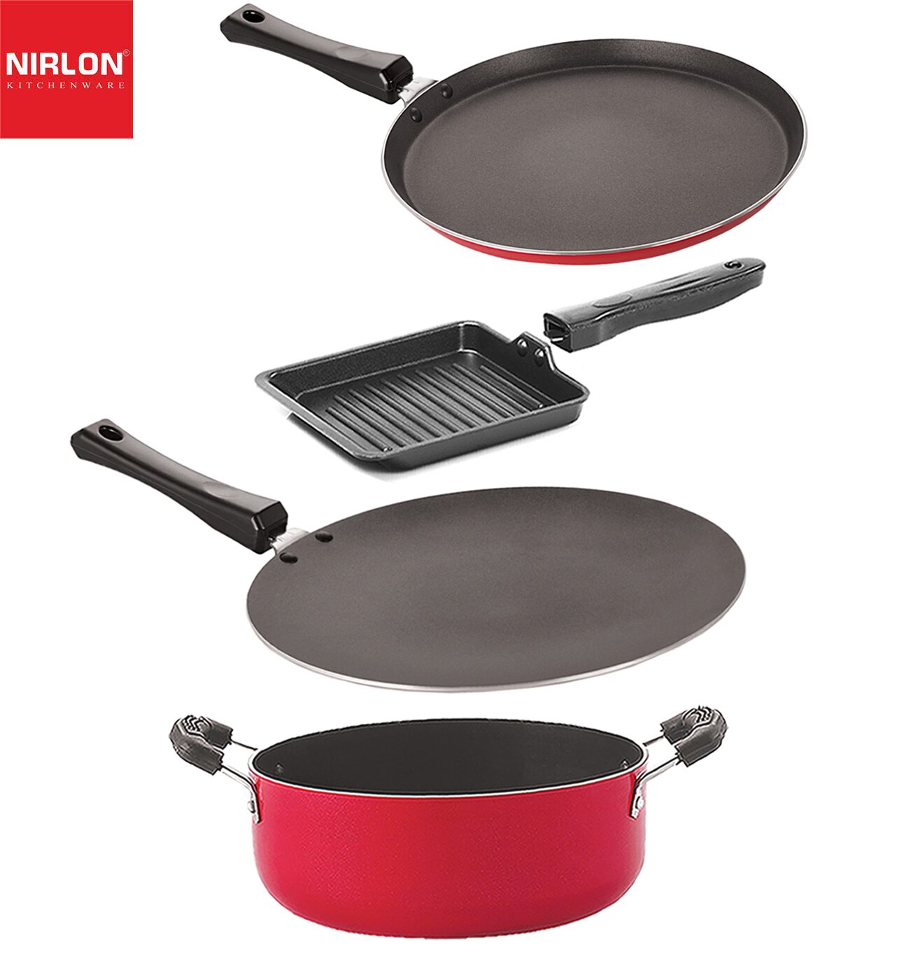 Nirlon Three Layer Non-Stick Coated Chemical Free Healthy Kitchenware Utensil Gift Set of 4 pcs
Nirlon Three Layer Non-Stick Coated Chemical Free Healthy Kitchenware Utensil Gift Set of 4 pcs
