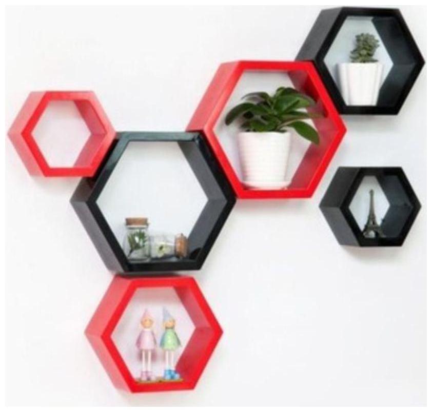 Onlineshoppee Fancy 6 pcs Hexagonal Wooden Wall Shelf Big Size ( 26 67 cm (10 5 Inch)x10 16 cm (4 Inch)x26 67 cm (10 5 Inch) Color-Red Black
Onlineshoppee Fancy 6 pcs Hexagonal Wooden Wall Shelf Big Size ( 26 67 cm (10 5 Inch)x10 16 cm (4 Inch)x26 67 cm (10 5 Inch) Color-Red Black