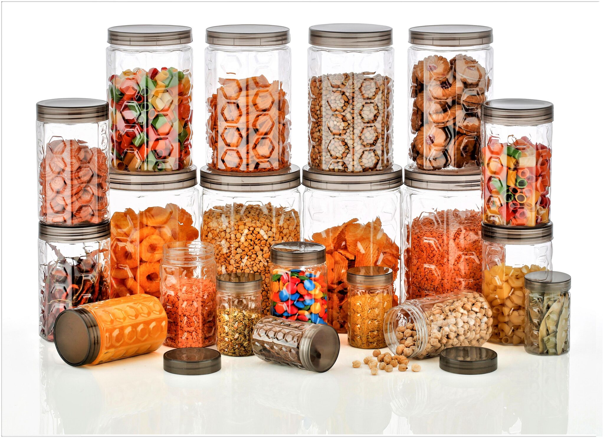 Osious 150 350 650 1200 2000 ml Transparent Grey Plastic Container Set - Set of 20
Osious 150 350 650 1200 2000 ml Transparent Grey Plastic Container Set - Set of 20