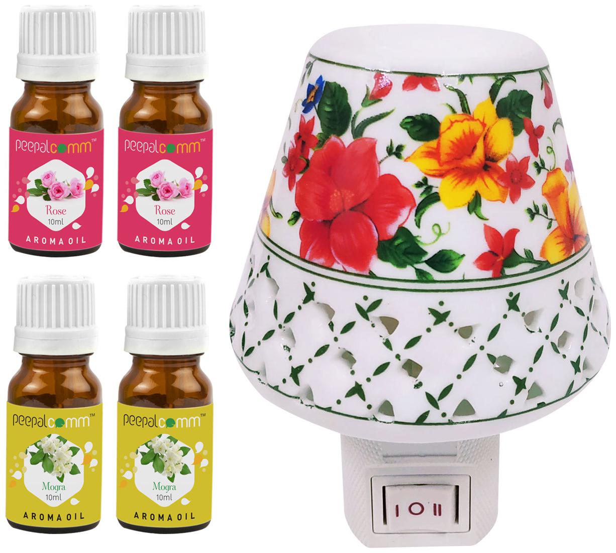 PeepalComm Electric Ceramic Aroma Diffuser with 2 Rose 2 Mogra Aroma Oil 10ml each for office home Spa Pack of 5
PeepalComm Electric Ceramic Aroma Diffuser with 2 Rose 2 Mogra Aroma Oil 10ml each for office home Spa Pack of 5