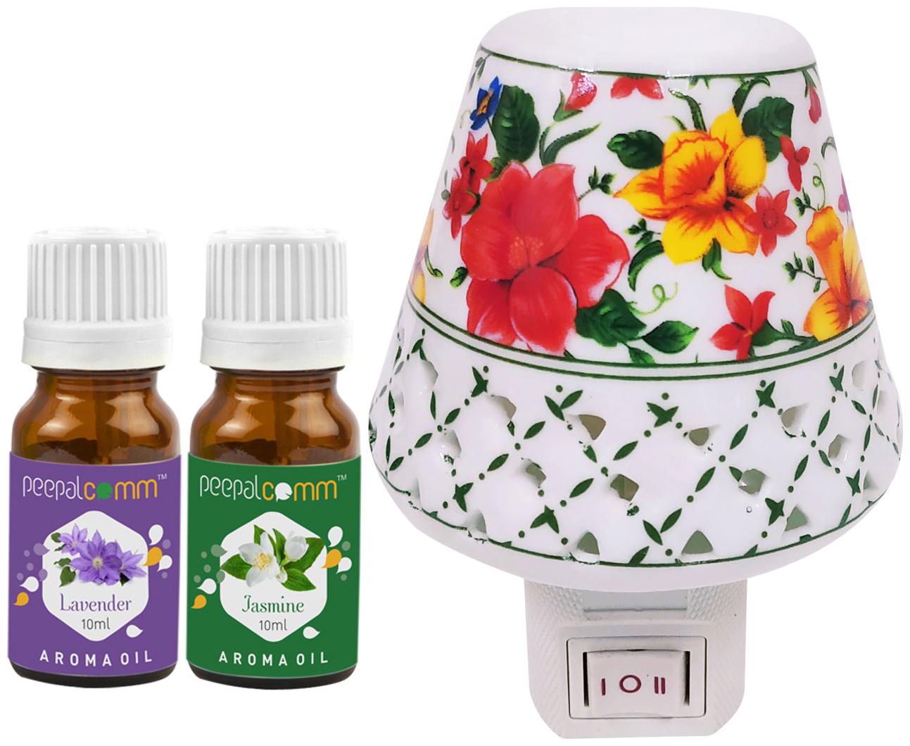 PeepalComm Electric Ceramic Aroma Diffuser with Lavender Jasmine Aroma Oil 10ml each for office home Spa Pack of 3
PeepalComm Electric Ceramic Aroma Diffuser with Lavender Jasmine Aroma Oil 10ml each for office home Spa Pack of 3