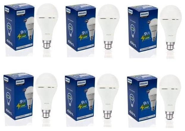 Philips Inverter Bulb 9 Watt Rechargeable Emergency LED Bulb for Home Cool Daylight Base B22 (Pack of 6)
Philips Inverter Bulb 9 Watt Rechargeable Emergency LED Bulb for Home Cool Daylight Base B22 (Pack of 6)