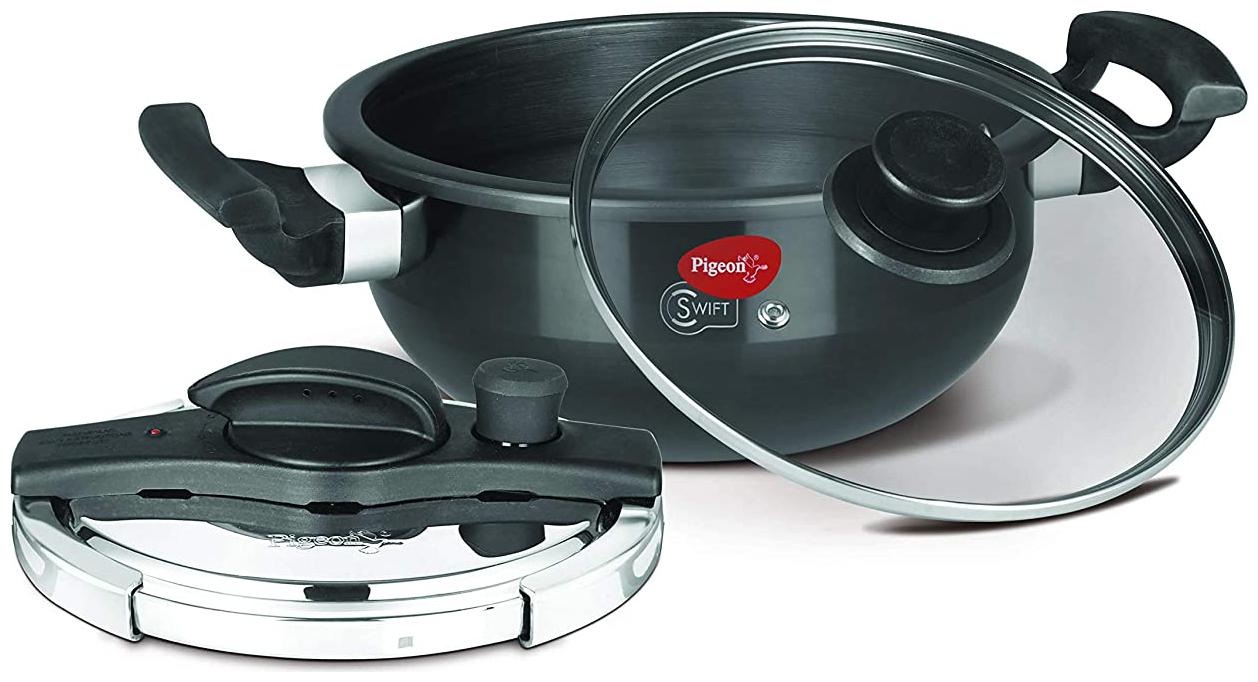 Pigeon by stovekraft Hard-Anodized Aluminium 3 L Induction Bottom Outer Lid Pressure Cooker - Set of 3 ISI Certified
Pigeon by stovekraft Hard-Anodized Aluminium 3 L Induction Bottom Outer Lid Pressure Cooker - Set of 3 ISI Certified