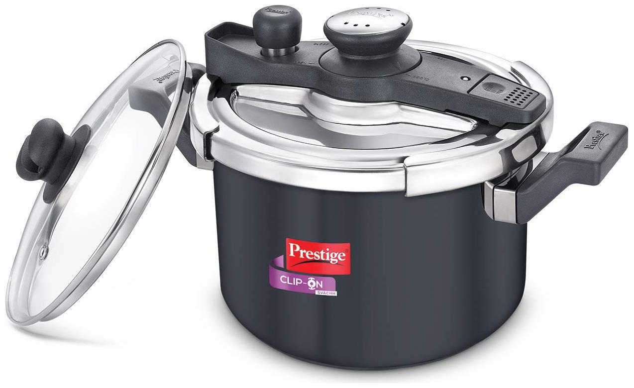 Prestige Clip on Svachh Hard-Anodized Aluminium 5 L Induction Bottom Outer Lid Pressure Cooker - Set of 1
Prestige Clip on Svachh Hard-Anodized Aluminium 5 L Induction Bottom Outer Lid Pressure Cooker - Set of 1