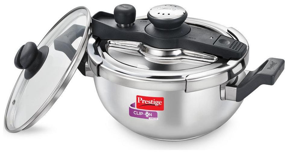 Prestige Clip on Svachh Stainless Steel 3 5 L Induction Bottom Outer Lid Pressure Cooker - Set of 1 ISI Certified
Prestige Clip on Svachh Stainless Steel 3 5 L Induction Bottom Outer Lid Pressure Cooker - Set of 1 ISI Certified