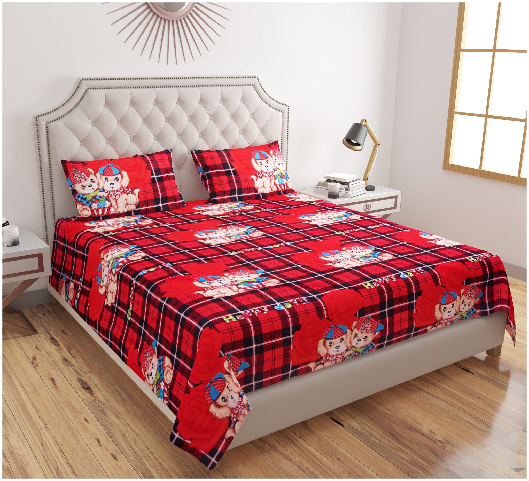 Prince Enterprises Poly Cotton Multi Set of 1 King Size Bedsheet with 2 Pillow Covers Multicolour
Prince Enterprises Poly Cotton Multi Set of 1 King Size Bedsheet with 2 Pillow Covers Multicolour