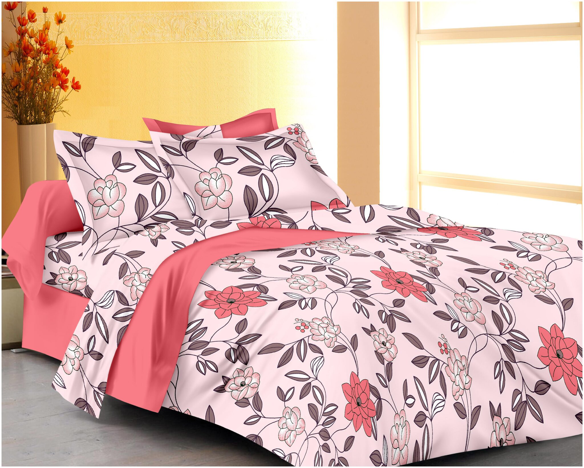 RADANYA Cotton Printed Double Size Bedsheet ( 1 Bedsheet With 2 Pillow Covers Pink )
RADANYA Cotton Printed Double Size Bedsheet ( 1 Bedsheet With 2 Pillow Covers Pink )