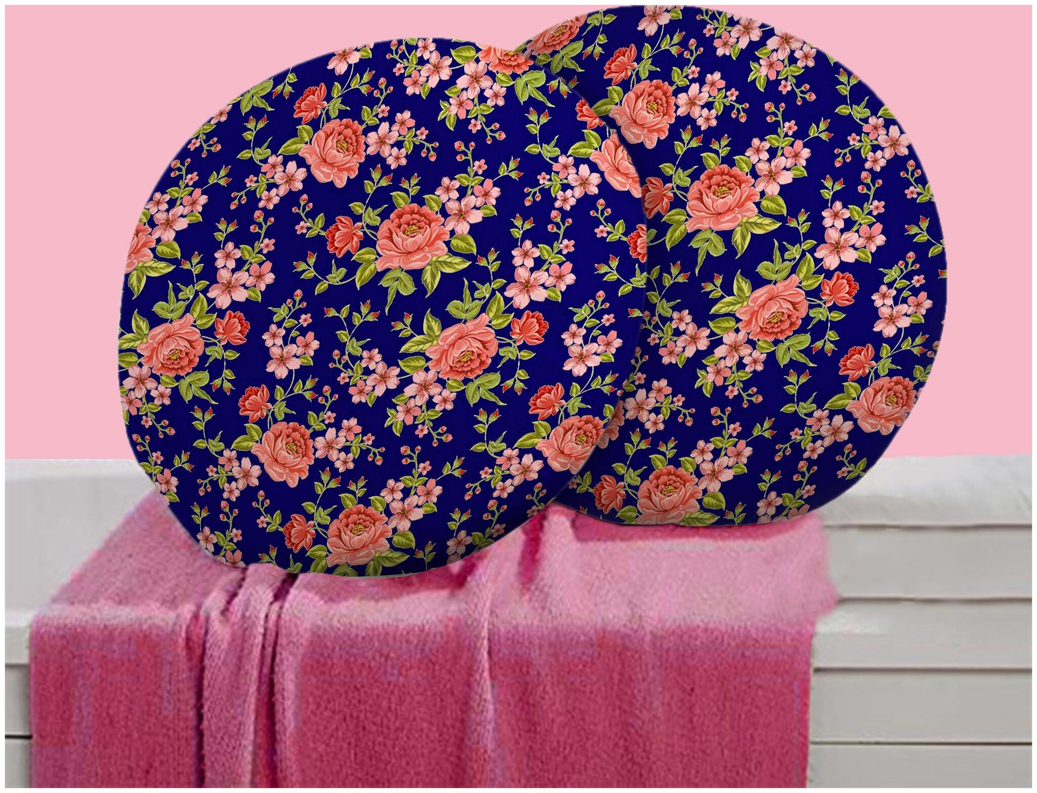 RADANYA Floral Digitally Printed Round Cushion Cover Pillow Case With Filler Home D cor Set of 2 16 inch Blue
RADANYA Floral Digitally Printed Round Cushion Cover Pillow Case With Filler Home D cor Set of 2 16 inch Blue