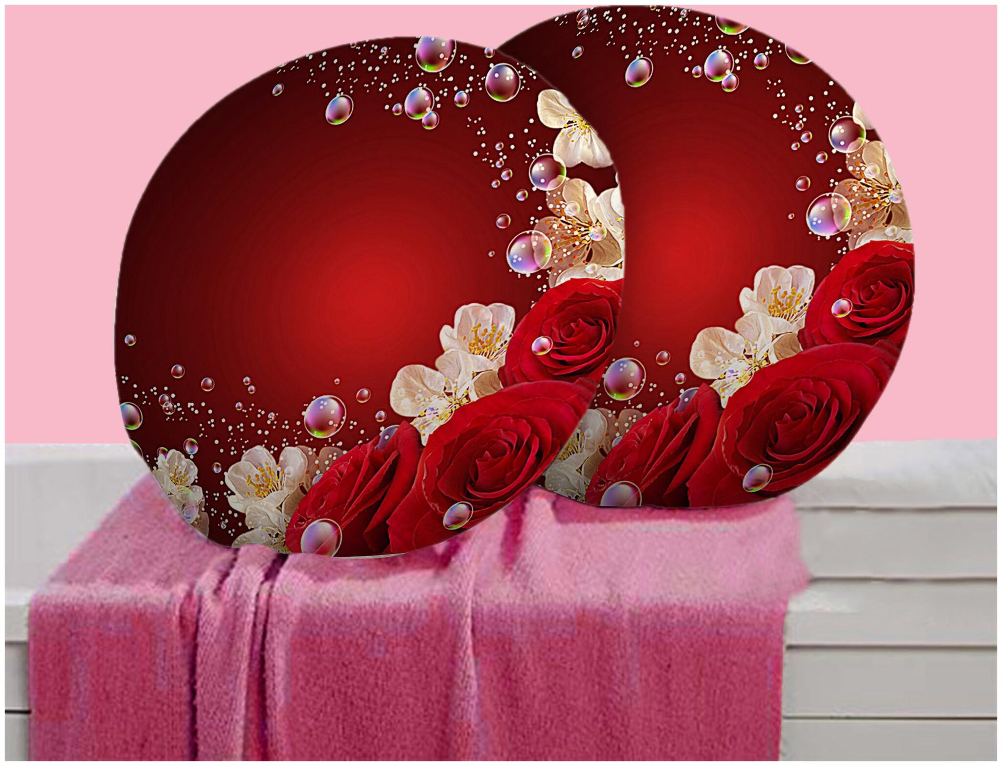 RADANYA Floral Digitally Printed Round Cushion Cover Pillow Case With Filler Home D cor Set of 2 16 inch Red
RADANYA Floral Digitally Printed Round Cushion Cover Pillow Case With Filler Home D cor Set of 2 16 inch Red