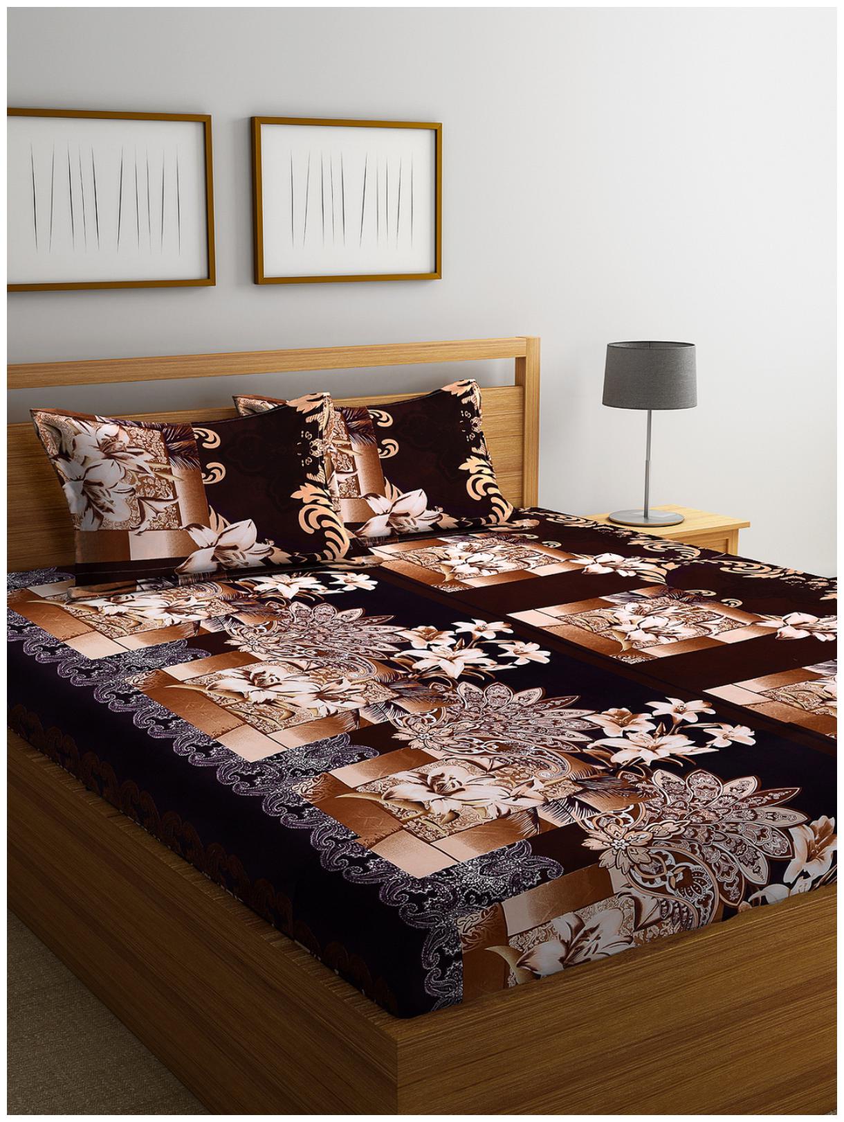 ROMEE Cotton Floral Queen Size Bedsheet 144 TC ( 1 Bedsheet With 2 Pillow Covers Brown ) 
ROMEE Cotton Floral Queen Size Bedsheet 144 TC ( 1 Bedsheet With 2 Pillow Covers Brown )