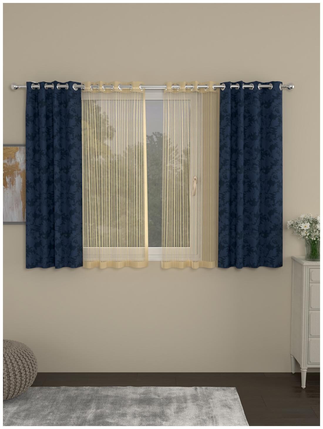 Rosara Home Polyester Window Semi Transparent Blue Regular Curtain ( Eyelet Closure Motif )
Rosara Home Polyester Window Semi Transparent Blue Regular Curtain ( Eyelet Closure Motif )