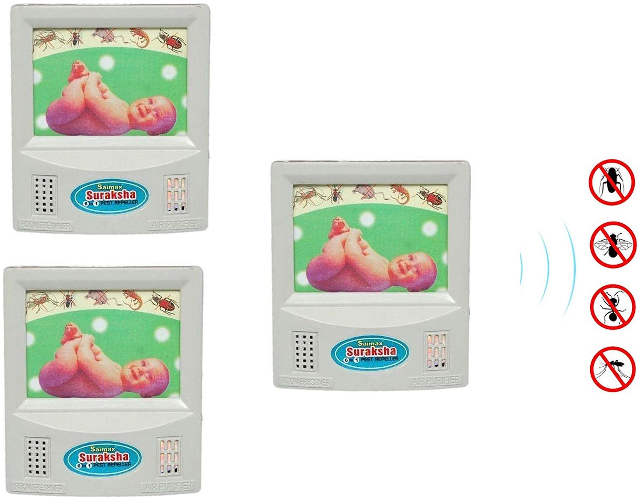 Sadar Bazaar Suraksha 6 In 1 Pest Insect Repeller Cum Health Care System -Set of 3
Sadar Bazaar Suraksha 6 In 1 Pest Insect Repeller Cum Health Care System -Set of 3