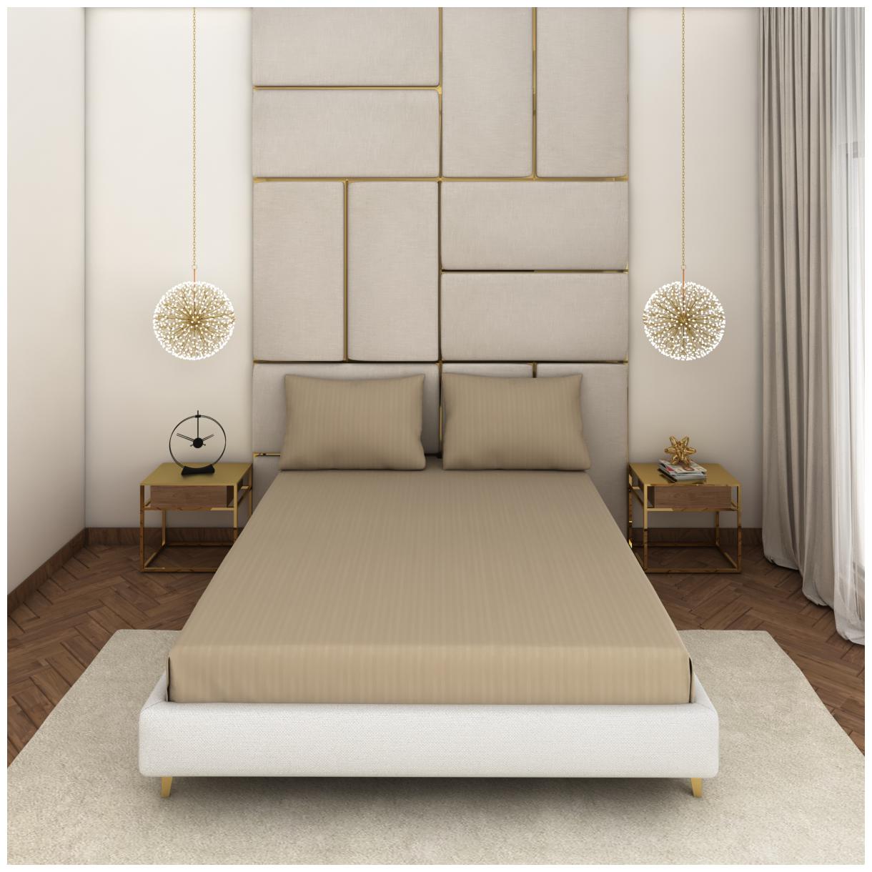 SEEVO Cotton Striped Double Size Bedsheet 300 TC ( 1 Bedsheet With 2 Pillow Covers Beige )
SEEVO Cotton Striped Double Size Bedsheet 300 TC ( 1 Bedsheet With 2 Pillow Covers Beige )