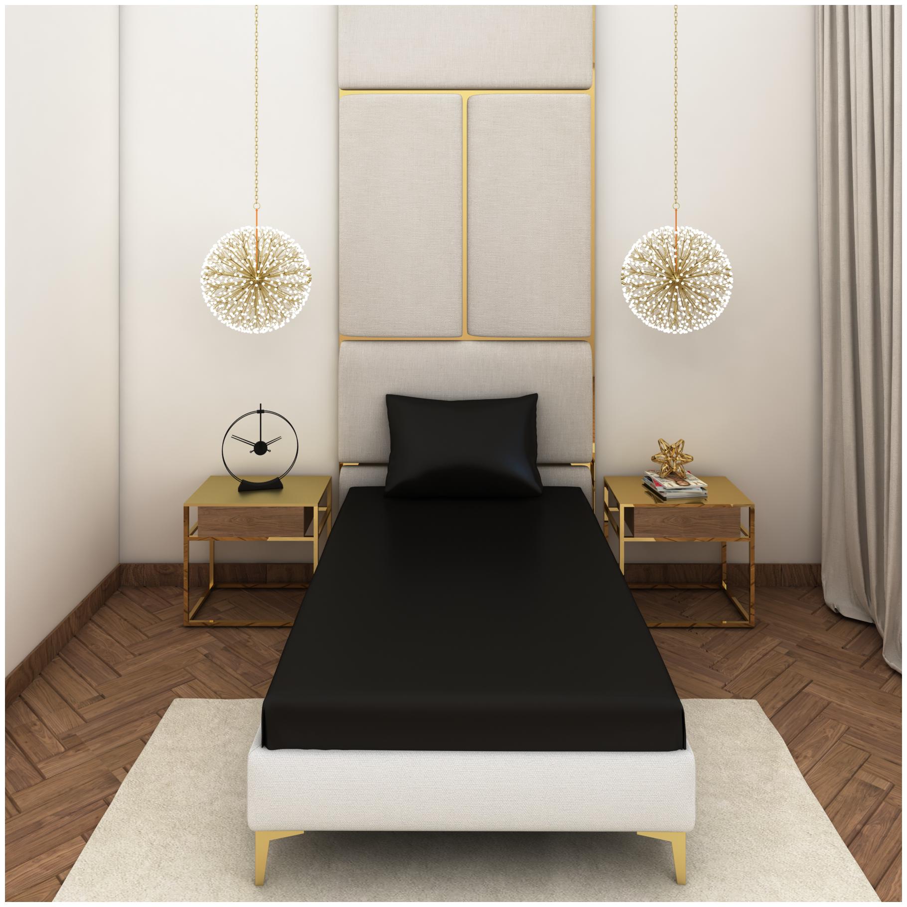 SEEVO Satin Solid Single Size Bedsheet 400 TC ( 1 Bedsheet With 1 Pillow Covers Black )
SEEVO Satin Solid Single Size Bedsheet 400 TC ( 1 Bedsheet With 1 Pillow Covers Black )
