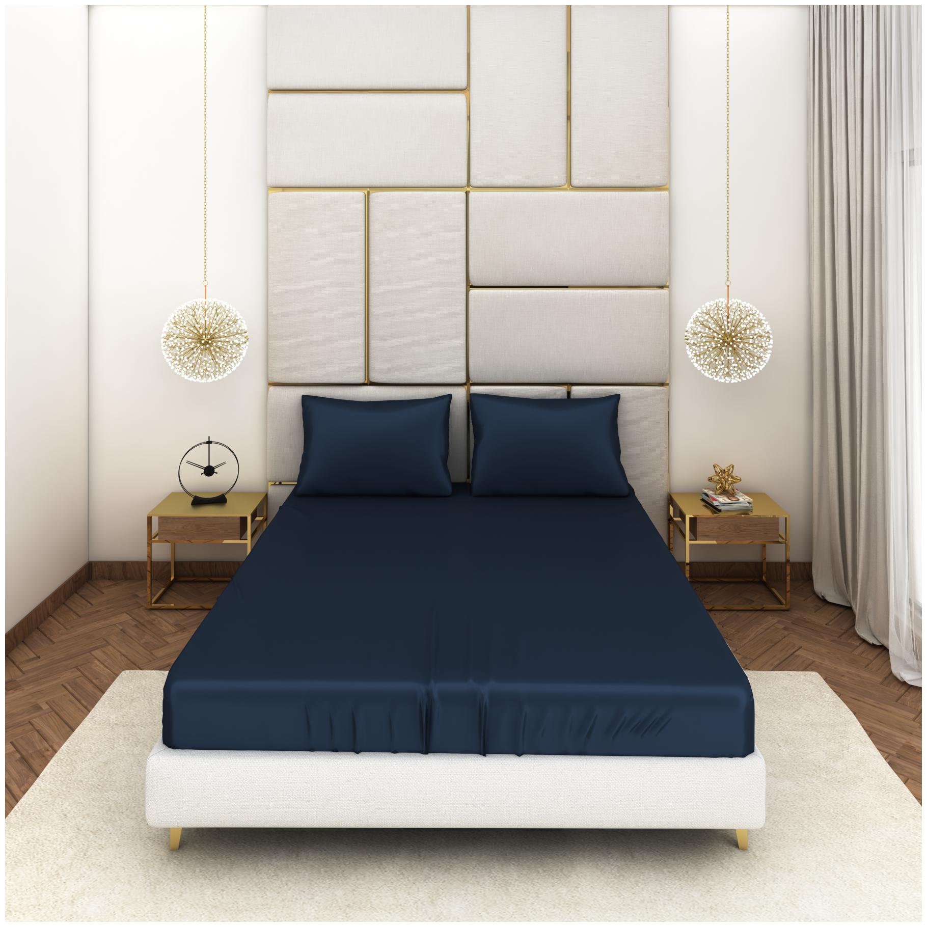 SEEVO Satin Solid Double Size Bedsheet 400 TC ( 1 Bedsheet With 2 Pillow Covers Blue )
SEEVO Satin Solid Double Size Bedsheet 400 TC ( 1 Bedsheet With 2 Pillow Covers Blue )