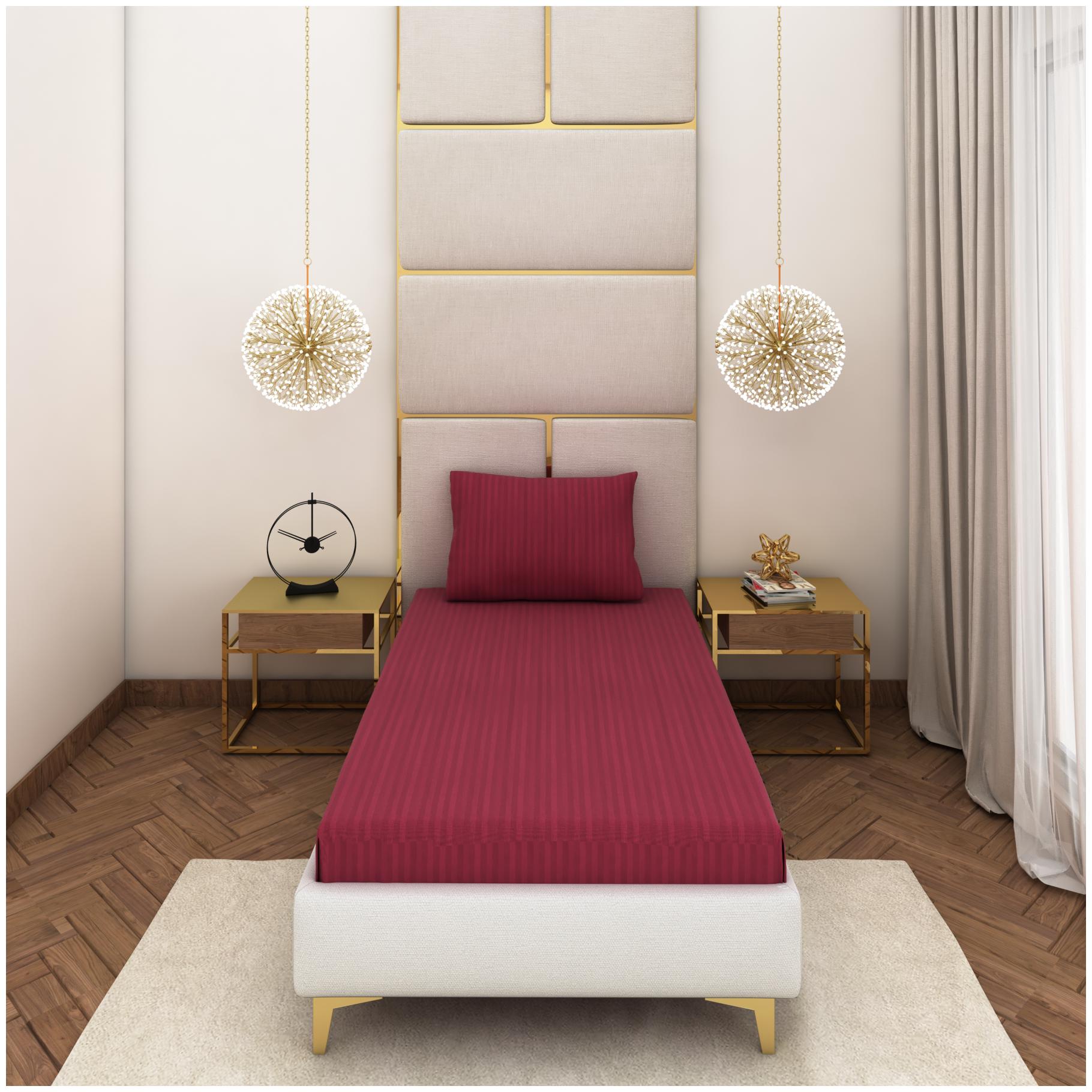 SEEVO Cotton Striped Single Size Bedsheet 300 TC ( 1 Bedsheet With 1 Pillow Covers Maroon )
SEEVO Cotton Striped Single Size Bedsheet 300 TC ( 1 Bedsheet With 1 Pillow Covers Maroon )