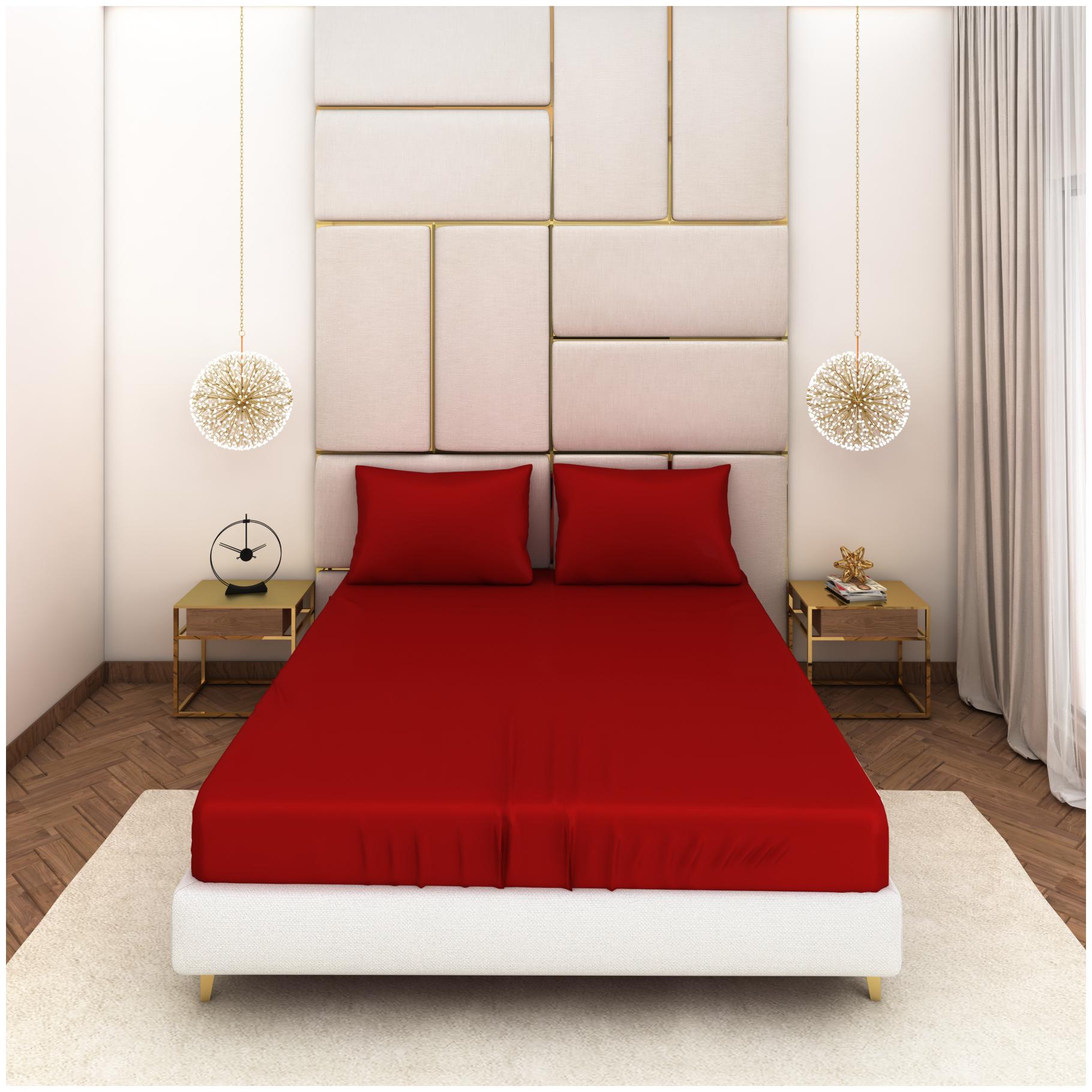 SEEVO Satin Solid King Size Bedsheet 400 TC ( 1 Bedsheet With 2 Pillow Covers Red )
SEEVO Satin Solid King Size Bedsheet 400 TC ( 1 Bedsheet With 2 Pillow Covers Red )