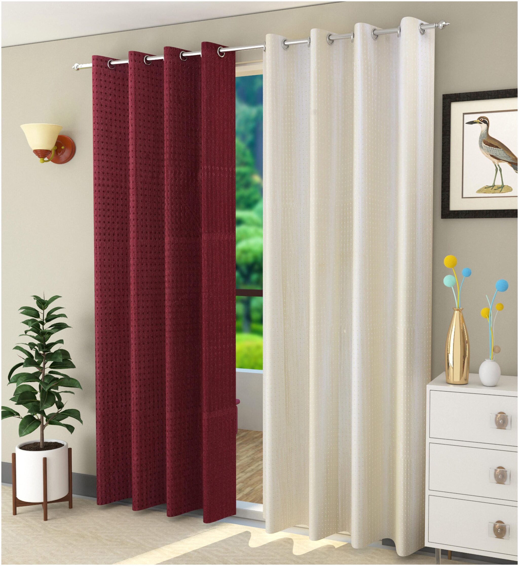 Sheen Decor Polyester Door Room Darkening Maroon Off-White Regular Curtain ( Eyelet Closure Solid )
Sheen Decor Polyester Door Room Darkening Maroon Off-White Regular Curtain ( Eyelet Closure Solid )