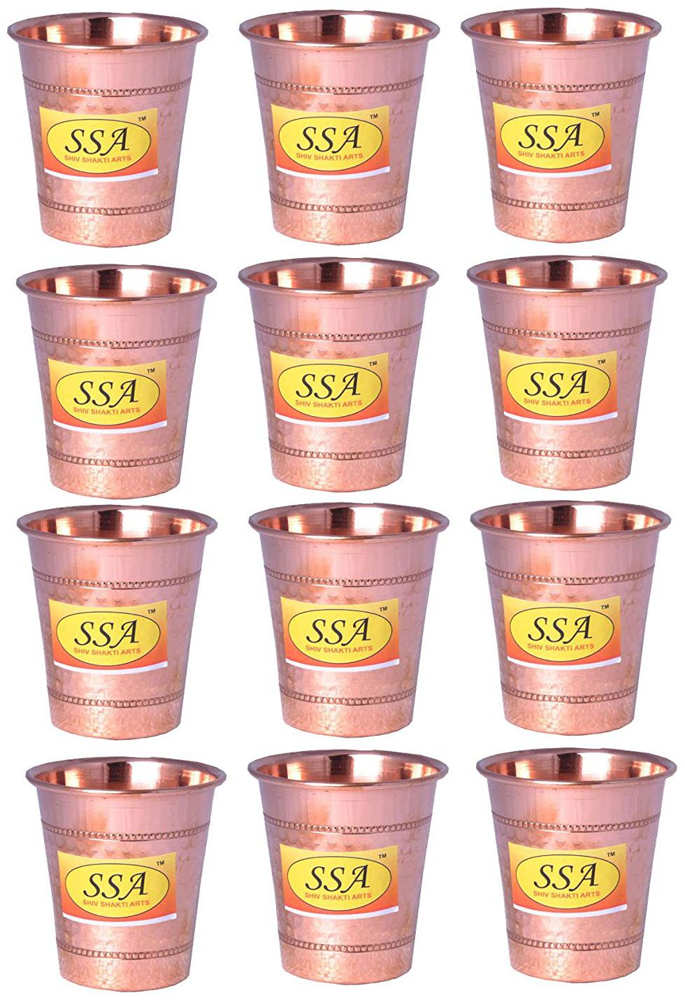 Shiv Shakti Arts Handmade Pure Set Of 12 Copper Glass Hammered Design With Flat Base Volume 200 ml
Shiv Shakti Arts Handmade Pure Set Of 12 Copper Glass Hammered Design With Flat Base Volume 200 ml