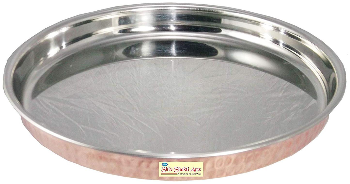 Shiv Shakti Arts Handmade Steel Copper Thali Plate For Dinnerware Diameter 11 inch
Shiv Shakti Arts Handmade Steel Copper Thali Plate For Dinnerware Diameter 11 inch