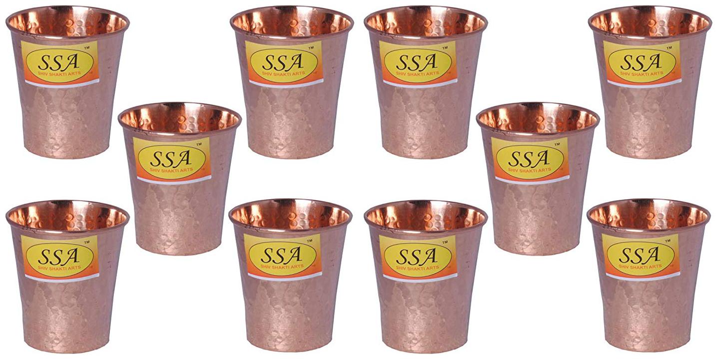 Shiv Shakti Arts Handmade Pure Set Of 10 Copper Glass Hammered Design With Flat Base Volume 200 ml each
Shiv Shakti Arts Handmade Pure Set Of 10 Copper Glass Hammered Design With Flat Base Volume 200 ml each