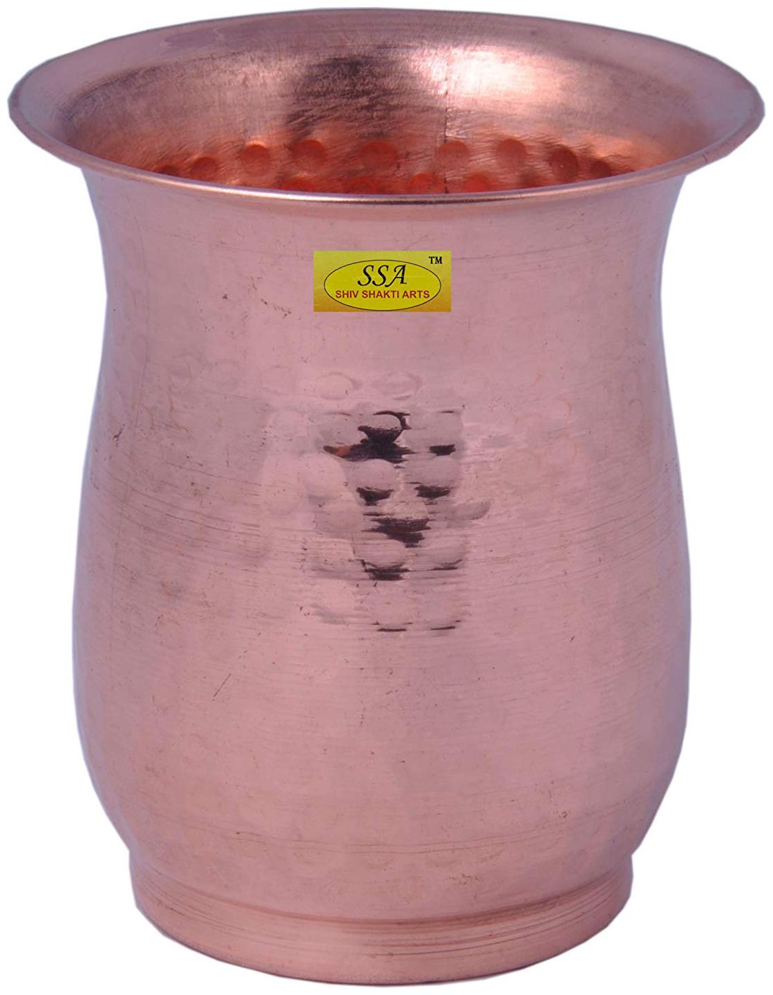 Shiv Shakti Arts 11 cm X 8 5 cm Handmade Pure Copper Glass Tumbler Hammered Design With Curved Style Capacity 300 ml
Shiv Shakti Arts 11 cm X 8 5 cm Handmade Pure Copper Glass Tumbler Hammered Design With Curved Style Capacity 300 ml