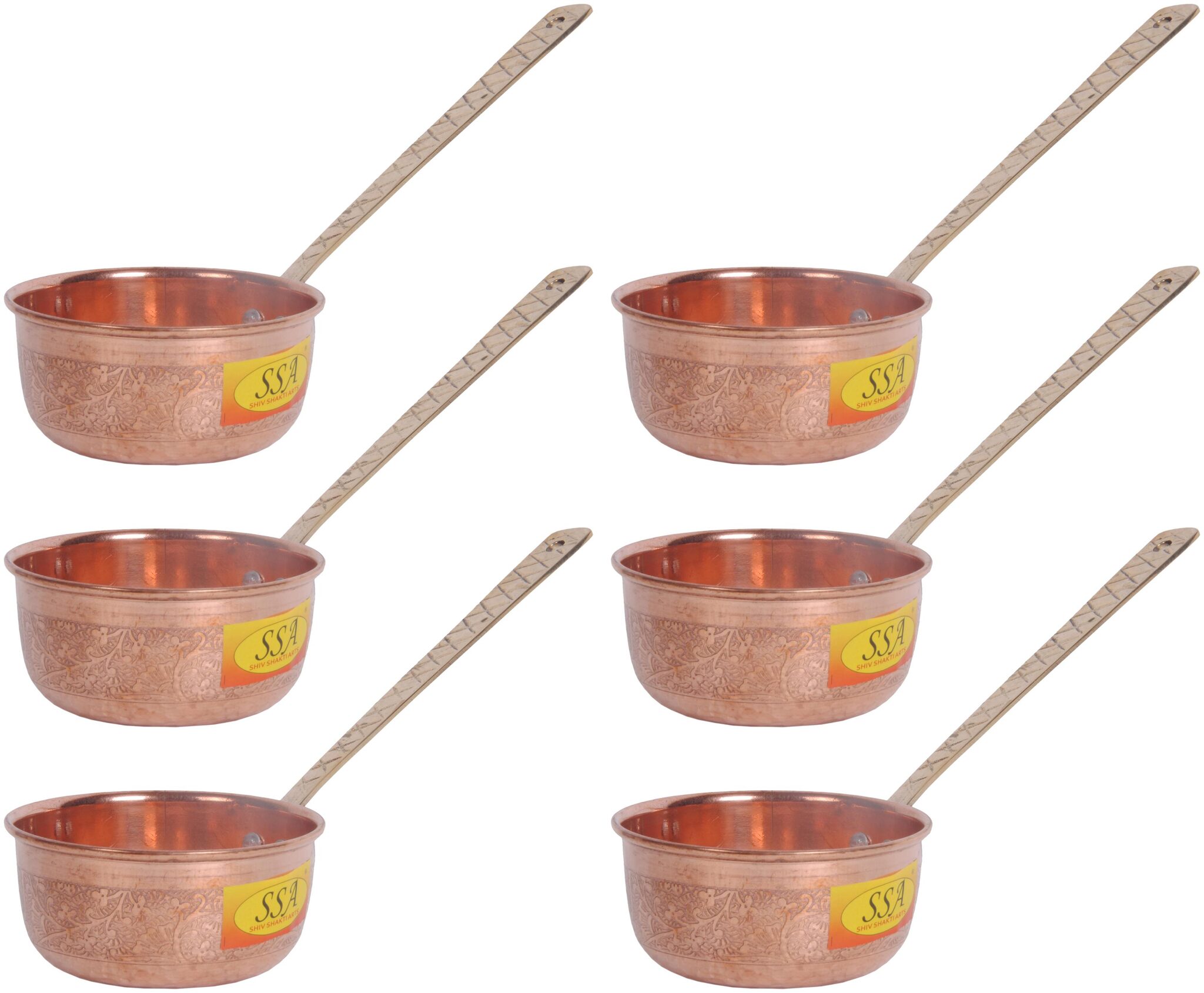 Shiv Shakti Arts Handmade Embossed Design Pure Copper CU Bowl With Brass Handle Serving Indian Food Capacity 150 ml Dinnerware homeware Set Of 6
Shiv Shakti Arts Handmade Embossed Design Pure Copper CU Bowl With Brass Handle Serving Indian Food Capacity 150 ml Dinnerware homeware Set Of 6