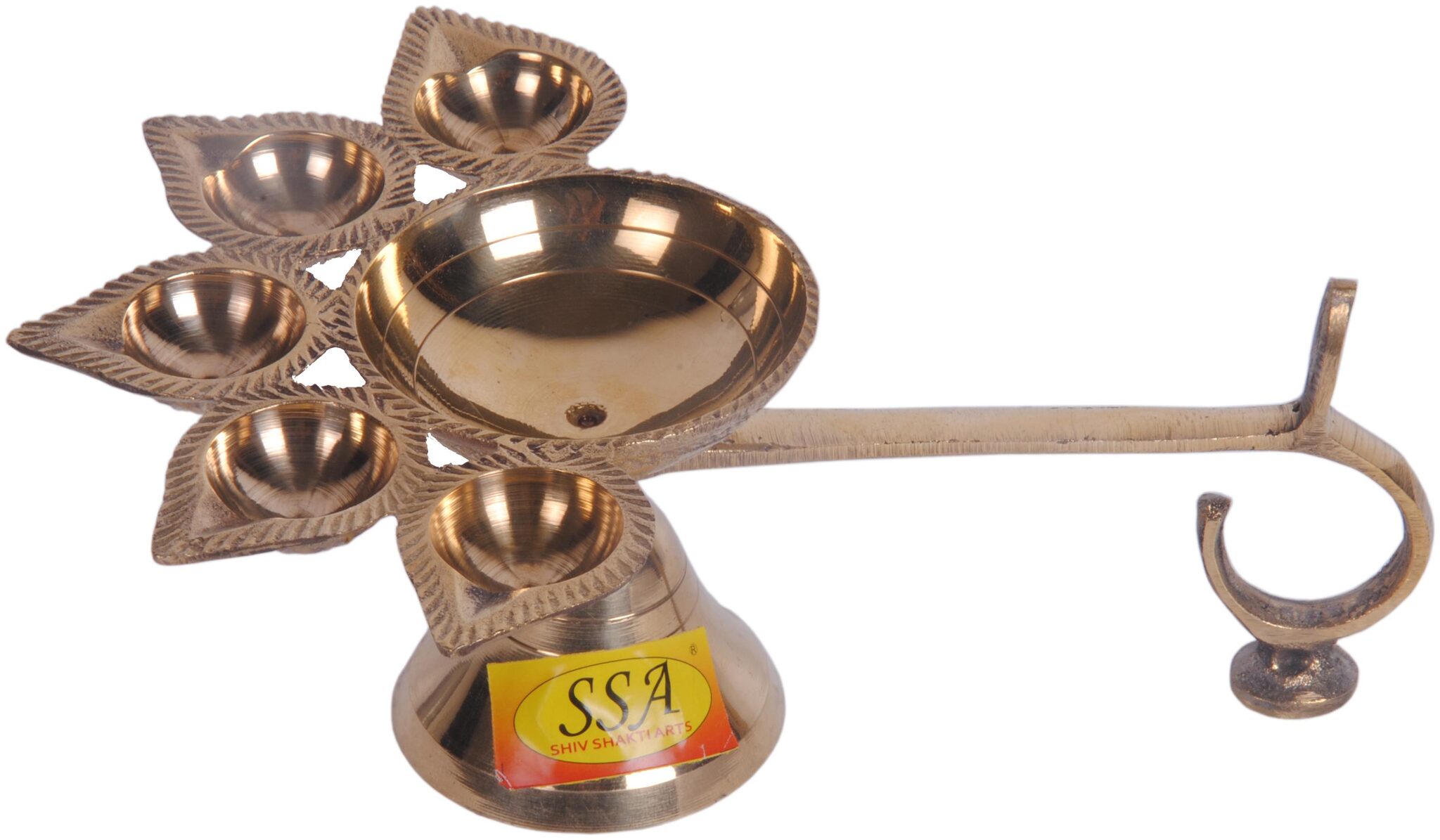 Shiv Shakti Arts Handmade Treditional Deisgner Pure Brass Panch Aarti Deepak Oil Lamp Lining Design Length - 8 CM For Diwali Navratri Pooja Set Of 1
Shiv Shakti Arts Handmade Treditional Deisgner Pure Brass Panch Aarti Deepak Oil Lamp Lining Design Length - 8 CM For Diwali Navratri Pooja Set Of 1