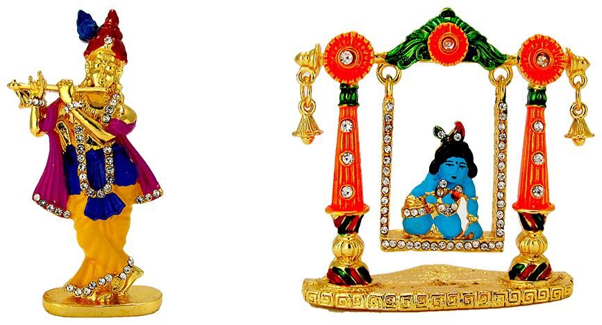 Silver Plated Lord Krishna Murlidhar Oxidised Antique Gold Plated Lord Krishna Laddu Gopal on Swing Electroplated Religious Idol-Statue for Vastu Gift and Car
Silver Plated Lord Krishna Murlidhar Oxidised Antique Gold Plated Lord Krishna Laddu Gopal on Swing Electroplated Religious Idol-Statue for Vastu Gift and Car